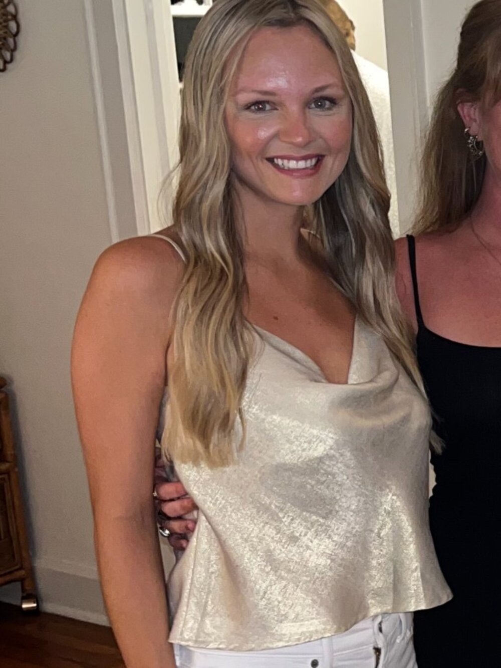 Forever 21 Champagne Shimmer Cowl Neck Crop Tank Top